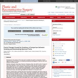 Facial Changes Caused by Smoking: A Comparison between Smok... : Plastic and Reconstructive Surgery