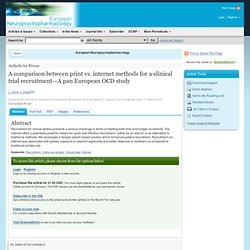 A comparison between Print vs. Internet methods for a clinical trial recruitment - A pan European OCD study