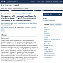 BMC Veterinary Research 28/08/20 Comparison of three serological tests for the detection of Coxiella burnetii specific antibodies in European wild rabbits
