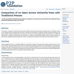 Comparison of an Open Access University Press with Traditional Presses