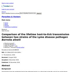 Parasites & Vectors 16/12/16 Comparison of the lifetime host-to-tick transmission between two strains of the Lyme disease pathogen Borrelia afzelii