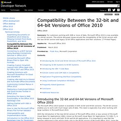 Compatibility Between the 32-bit and 64-bit Versions of Office 2010