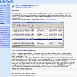 ActiveX Compatibility Manager: disable/enable ActiveX components on IE