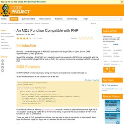 An MD5 Function Compatible with PHP - The Code Project - .NET