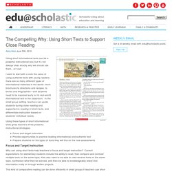The Compelling Why: Using Short Texts to Support Close Reading