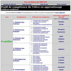 DISCAS: profil de compétence (tableau-synthèse)