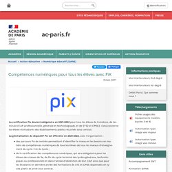 Compétences numériques pour tous les élèves avec PiX - Académie de Paris