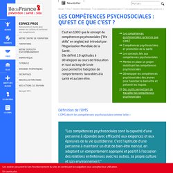 Les concepts liés aux compétences psychosociales : définition