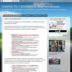 CHISPAS TIC Y EDUCACIÓN. Blog Pere Marquès: Las competencias básicas en el ámbito digital