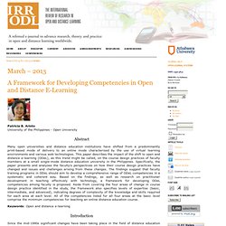 A framework for developing competencies in open and distance e-learning