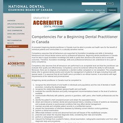 Competencies For a Beginning Dental Practitioner in Canada