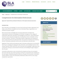 Competencies for Information Professionals Special Libraries Association