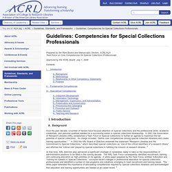 Guidelines: Competencies for Special Collections Professionals