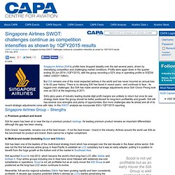 Singapore Airlines SWOT: challenges continue as competition intensifies as shown by 1QFY2015 results