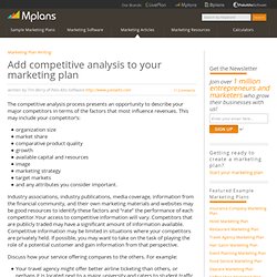 Add competitive analysis to your marketing plan