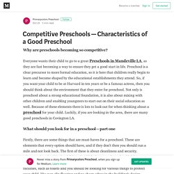Competitive Preschools — Characteristics of a Good Preschool
