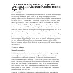 U.S. Cheese Industry Analysis, Competitive Landscape, Sales, Consumption, Demand Market Report 2027 – Telegraph