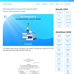 CSS Competitive Examination Result 2020