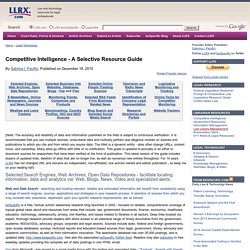 Competitive Intelligence - A Selective Resource Guide - Updated and Revised July 2011