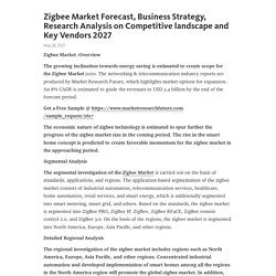 Zigbee Market Forecast, Business Strategy, Research Analysis on Competitive landscape and Key Vendors 2027 – Telegraph