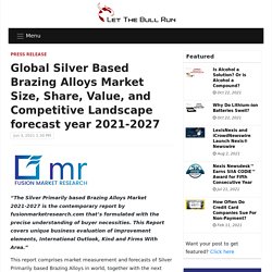 Global Silver Based Brazing Alloys Market Size, Share, Value, and Competitive Landscape forecast year 2021-2027 – Let the Bull Run