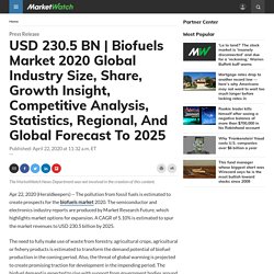 Biofuels Market 2020 Global Industry Size, Share, Growth Insight, Competitive Analysis, Statistics, Regional, And Global Forecast To 2025