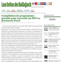 Compilation de programmes gratuits pour convertir un PDF en document Word