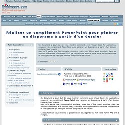 Réaliser un complément PowerPoint pour générer un diaporama à partir d'un dossier