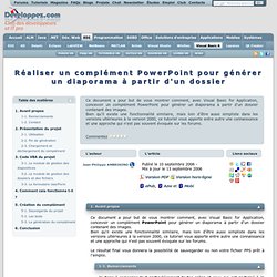 Réaliser un complément PowerPoint pour générer un diaporama à partir d'un dossier