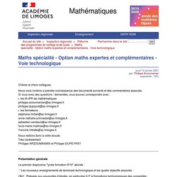 Maths spécialité - Option maths expertes et complémentaires - Voie technologique - Mathématiques