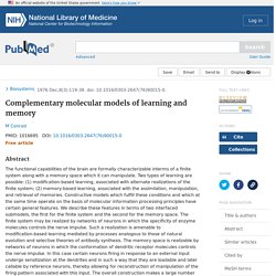 Complementary molecular models of learning and memory
