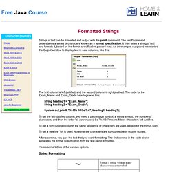 Java For Complete Beginners - formatted strings