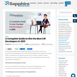 A Complete Guide to Hire the Best C# Developers in 2021 - Sapphire