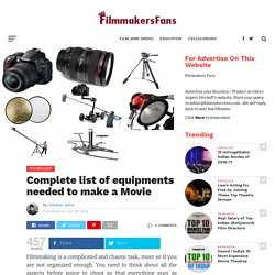 Complete list of equipments needed to make a Movie - Filmmakers Fans