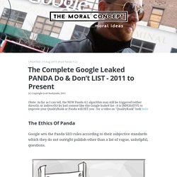 The COMPLETE Google Leaked Panda 4.1 Do & Don’t List - Josh Bachynski