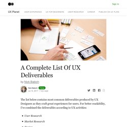 A Complete List Of UX Deliverables