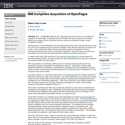 2010-10-21 IBM Completes Acquisition of OpenPages