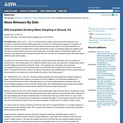 07/25/2012: EPA Completes Drinking Water Sampling in Dimock, Pa.