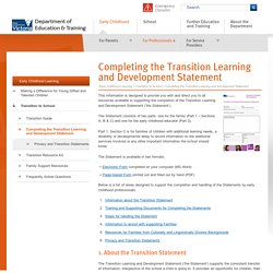 Completing the Transition Learning and Development Statement