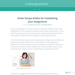 Order Essays Online for Completing your Assignment