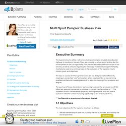 Multi Sport Complex Sample Business Plan