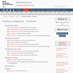 Taches complexes - Sixième - Mathématiques