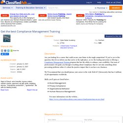 Get the best Compliance Management Training