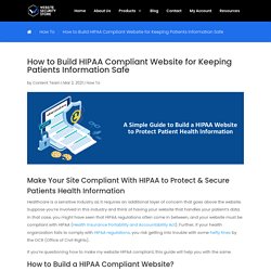 Build HIPAA Compliant Website for Keeping Patients Information Safe