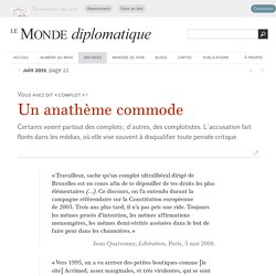 Complotisme, un anathème commode (Le Monde diplomatique, juin 2015)