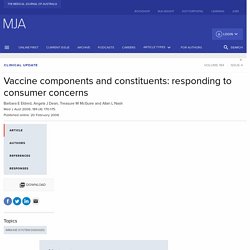 Vaccine components and consumer concerns