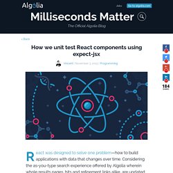 How we unit test React components using expect-jsx