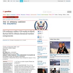 US embassy cables: US works to block Syrian bid to obtain chemical warfare components