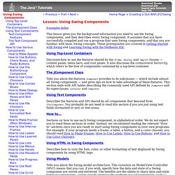 Lesson: Using Swing Components (The Java™ Tutorials &gt; Creating a GUI With JFC/Swing)