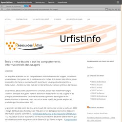 Trois « méta-études » sur les comportements informationnels des usagers